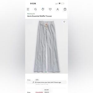 Aerie Essential Waffle Trousers Medium Heather Gray
